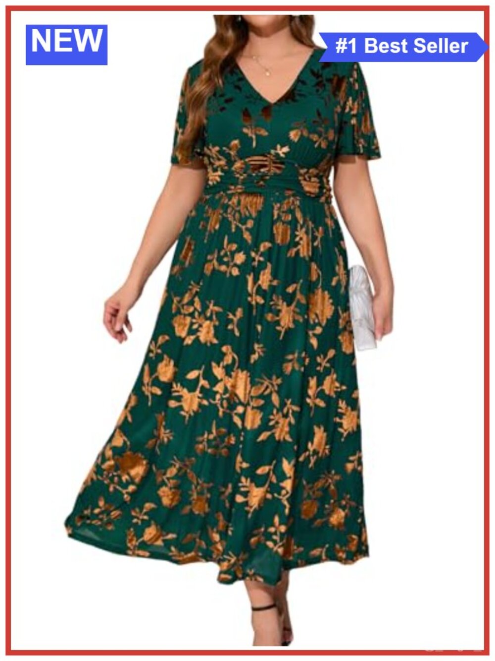 Velvet V Neck Short Sleeve Empire Waist Maxi Dress Formal Wedding Guest